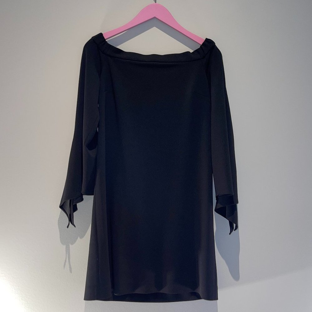 Tibi black crepe off-the-shoulder dress, size US 4